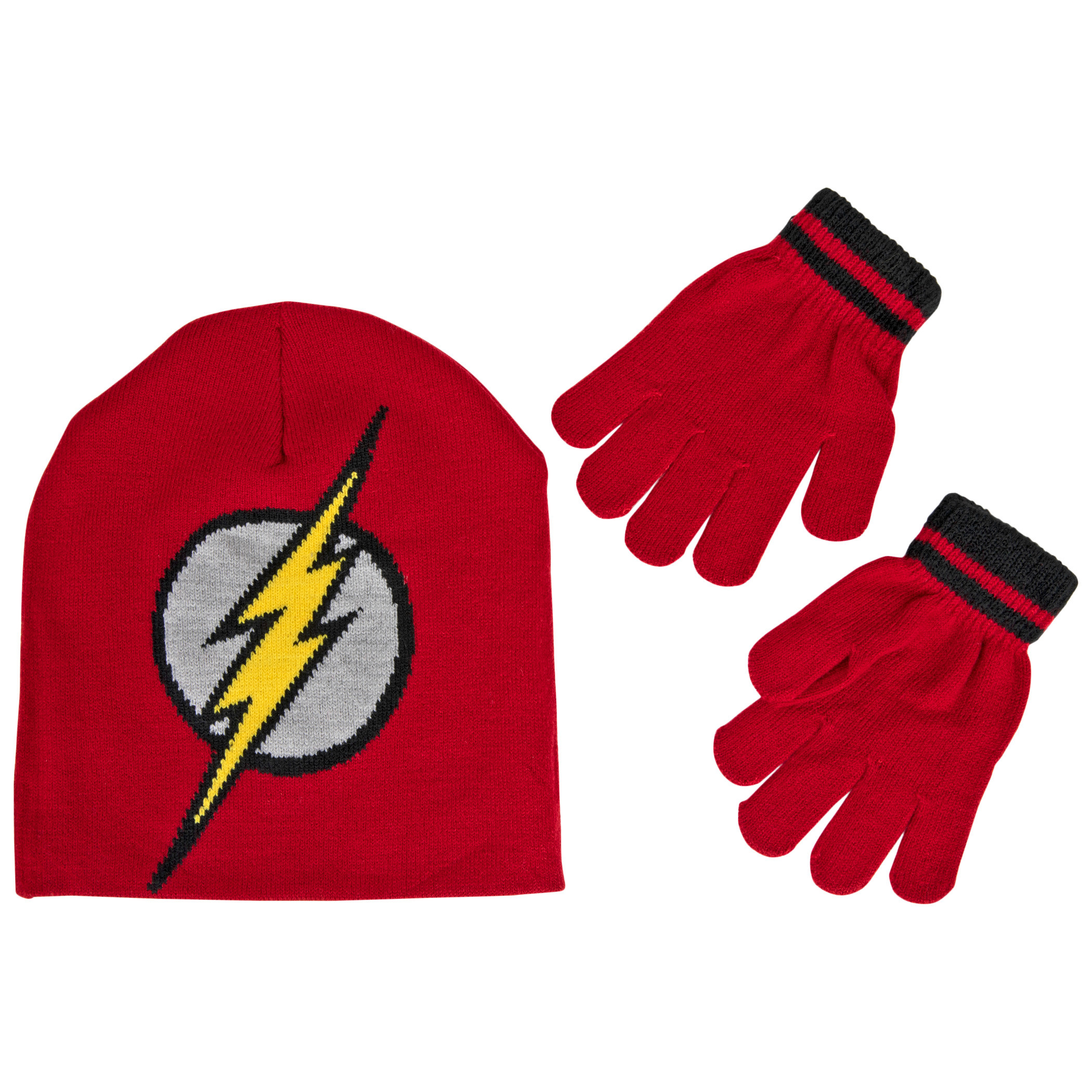 DC Comics Flash Logo Youth Beanie and Gloves Combo